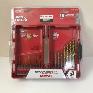 Milwaukee SHOCKWAVE RED HELIX Titanium Drill Bit Set IMPACT DUTY METAL New